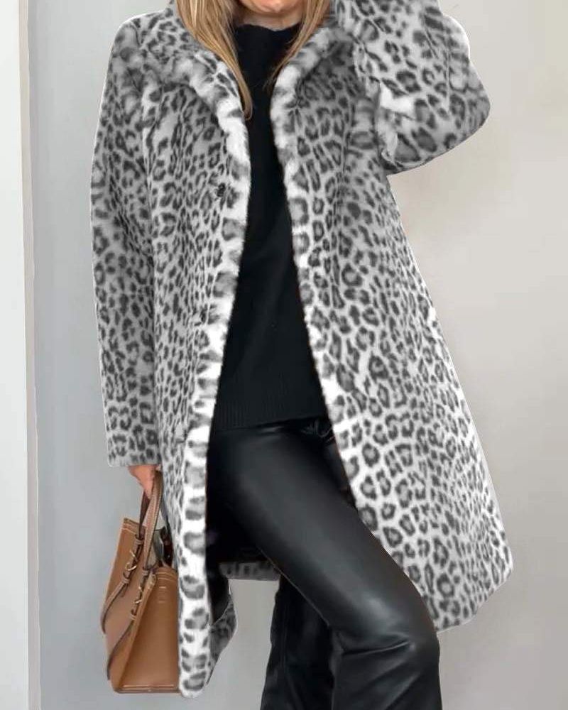 Drusilla | Women's Long Soft Leopard Print Coat for Effortless Chic Style
