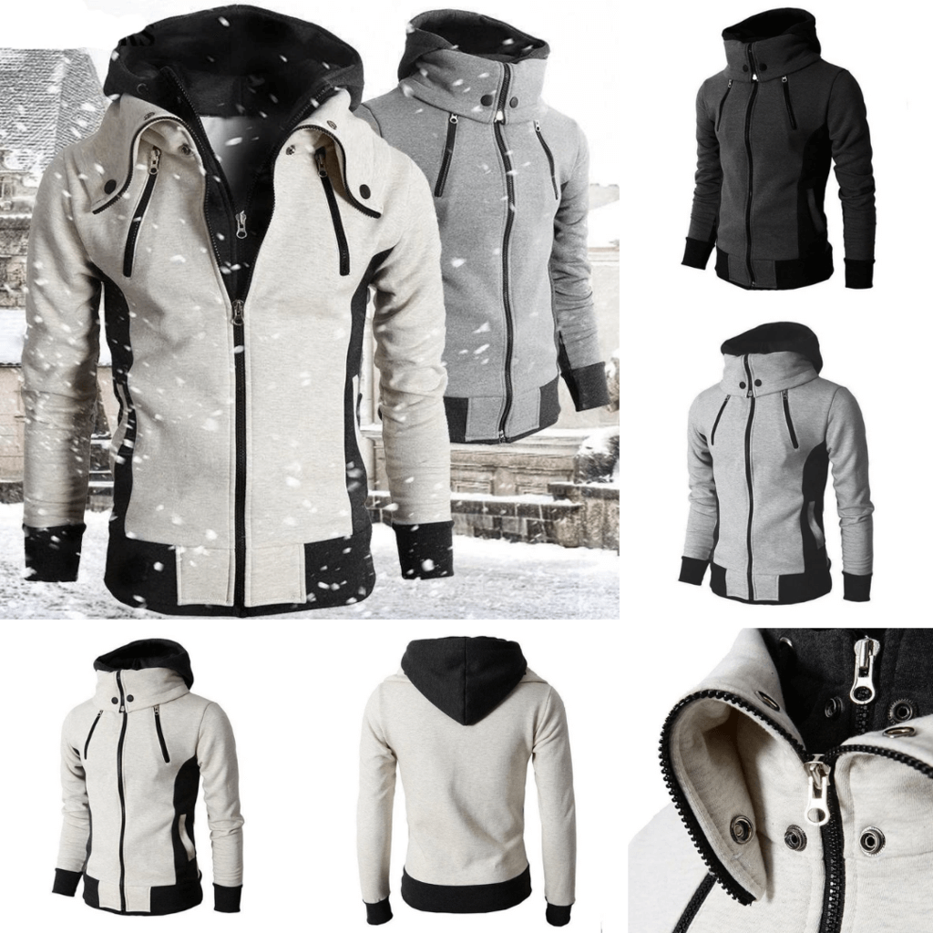 Echo | Men's Two-Tone Hoodie Jacket with Stand-Up Collar and Four Zipper Pockets – Stylish, Comfortable, and Practical