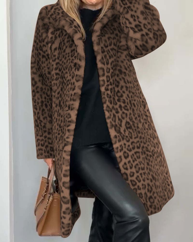Drusilla | Women's Long Soft Leopard Print Coat for Effortless Chic Style