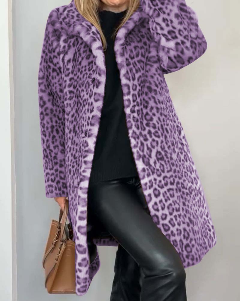 Drusilla | Women's Long Soft Leopard Print Coat for Effortless Chic Style