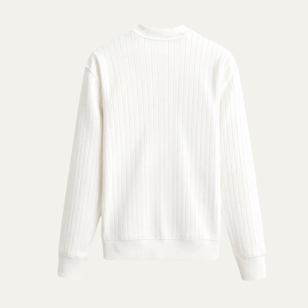 The Cookham Men's White Ribbed Crew Neck Jumper