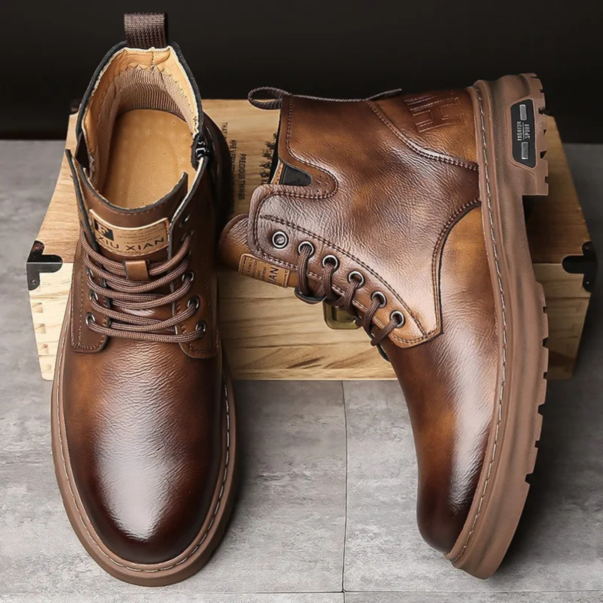 The Cambridge Men’s Leather Lace Up Ankle Work Boots
