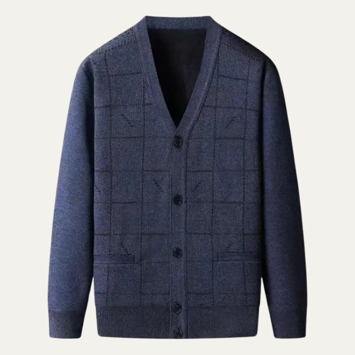 The Barra Men's V Neck Classic Knit Cardigan with Pockets