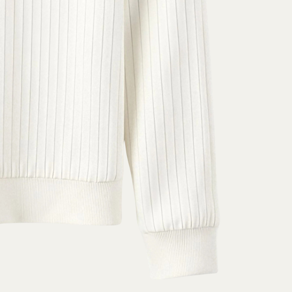 The Cookham Men's White Ribbed Crew Neck Jumper