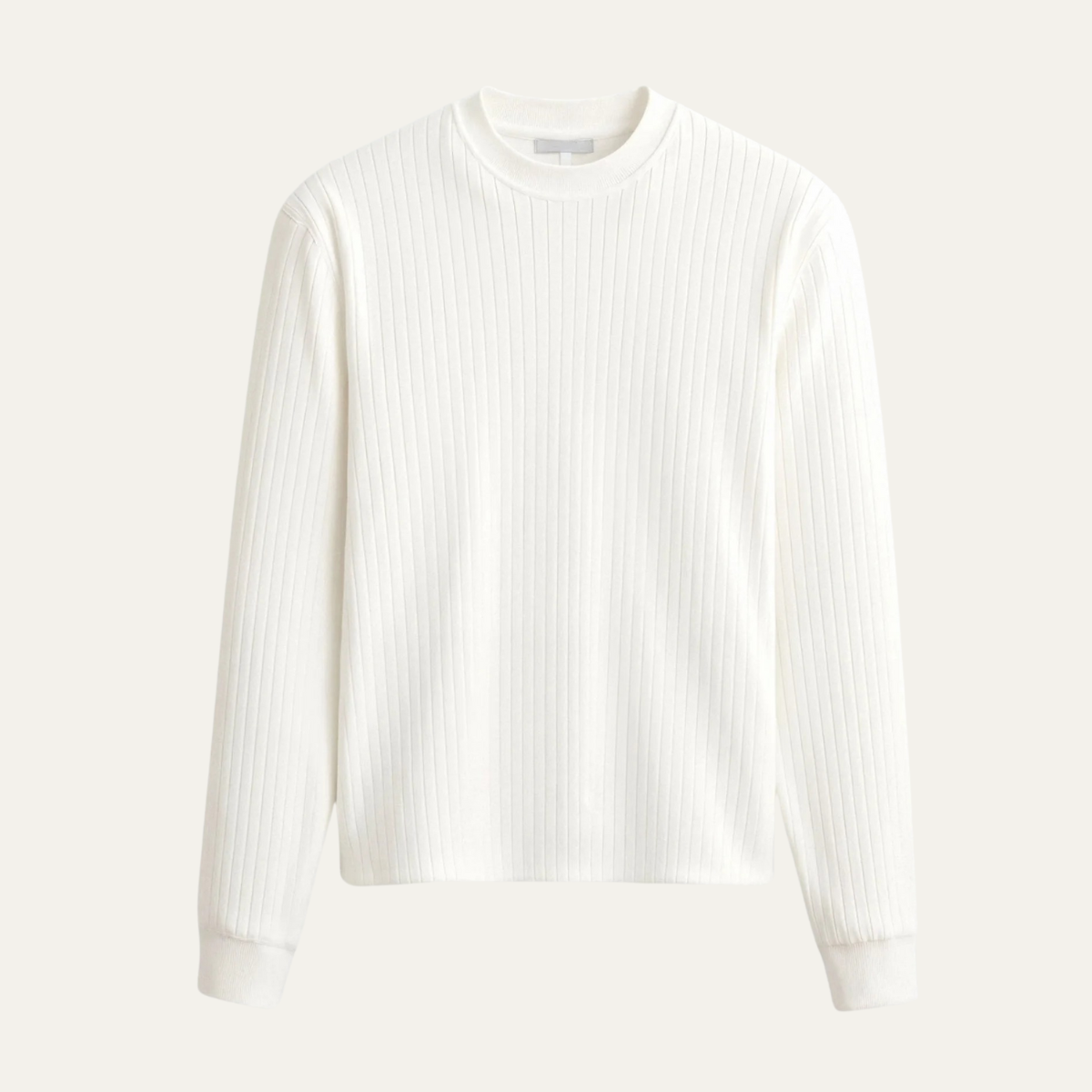 The Cookham Men&#39;s White Ribbed Crew Neck Jumper