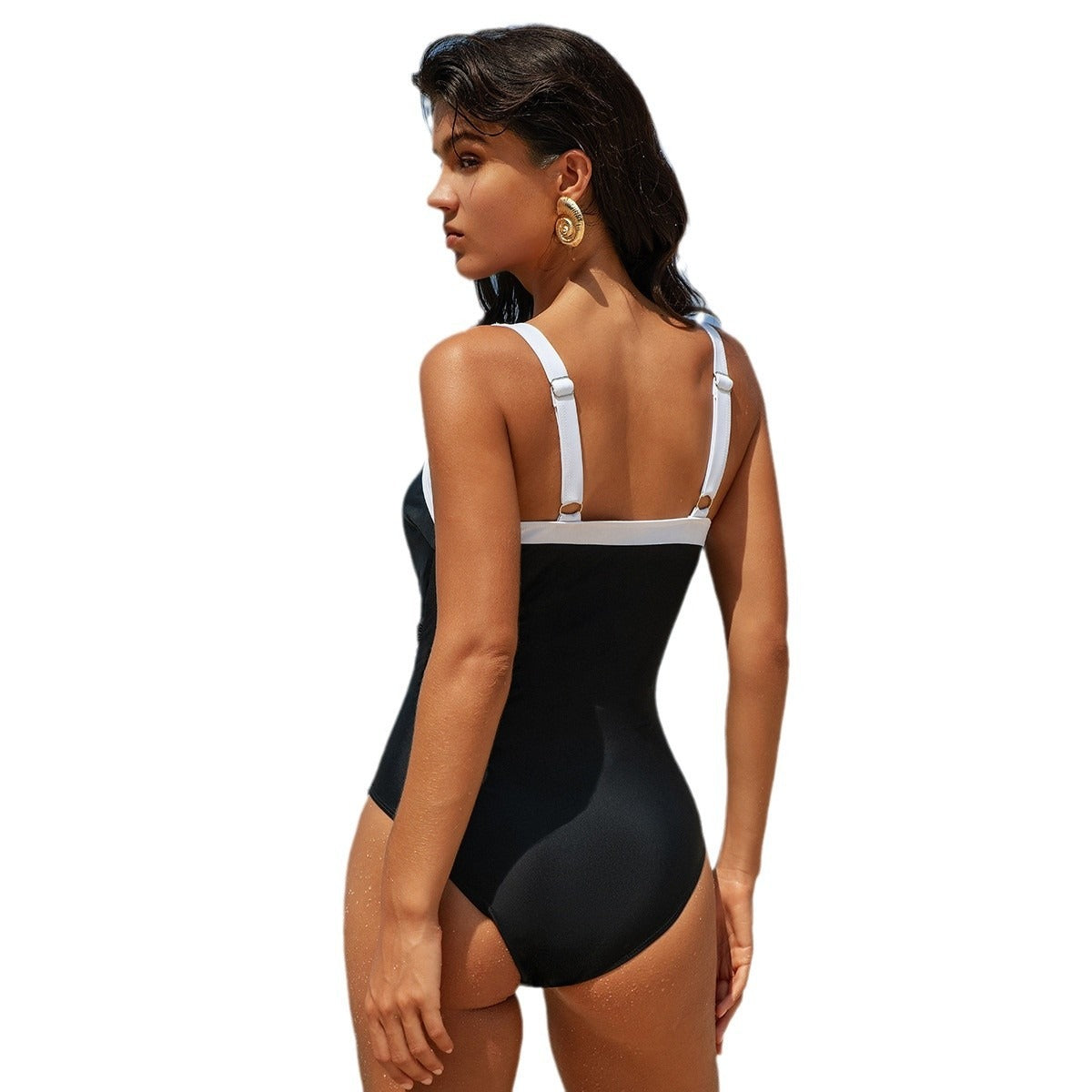 Rowella | Women’s Sexy One-Piece Swimsuit with White Accent Trim