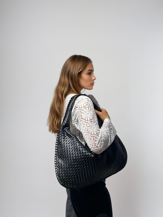 Quinlan | Women's Large Woven Faux Leather Hobo Shoulder Bag – Elegant & Spacious