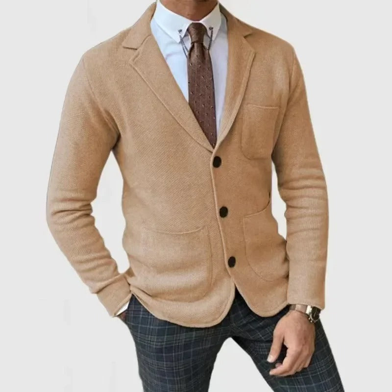 Ivano | Men's Slim Fit Cardigan with Reversed Collar and Button Details