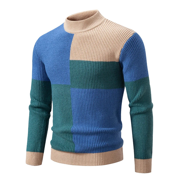 Grant | Men's Colour-Block Knit Jumper with High Collar