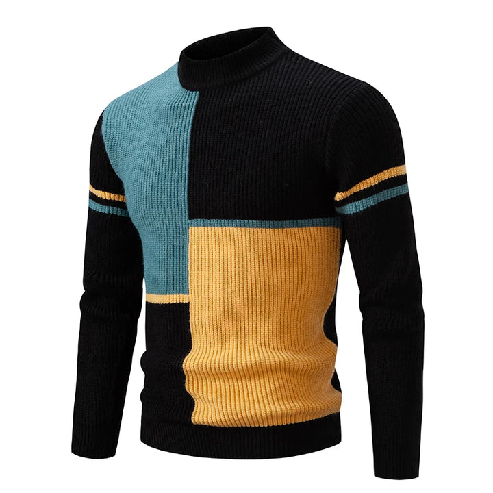 Grant | Men's Colour-Block Knit Jumper with High Collar