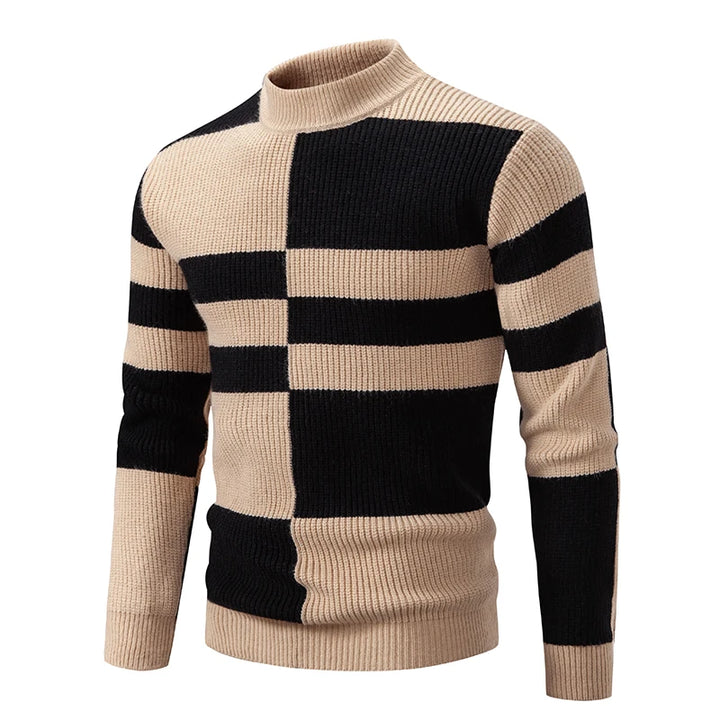 Grant | Men's Colour-Block Knit Jumper with High Collar