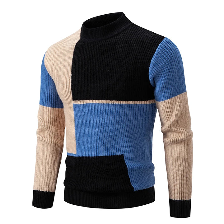 Grant | Men's Colour-Block Knit Jumper with High Collar