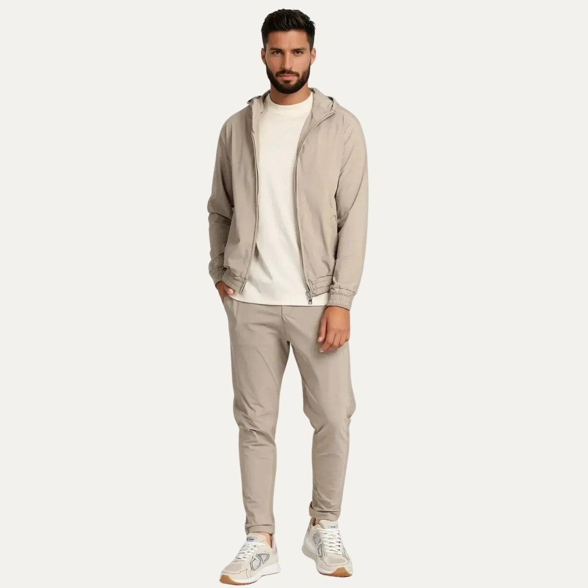 The Champagne Beige Luxury Men’s Modern Co Ord Lounge Wear Set
