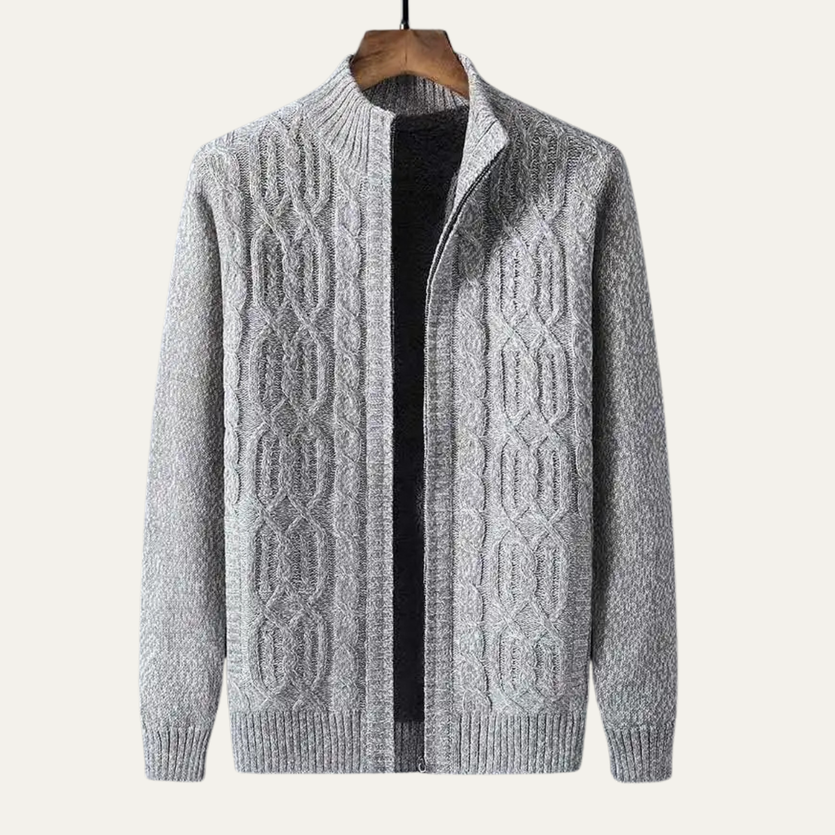 The Bellagio Men's Warm Fleece Thick Knitted Wool Cardigan