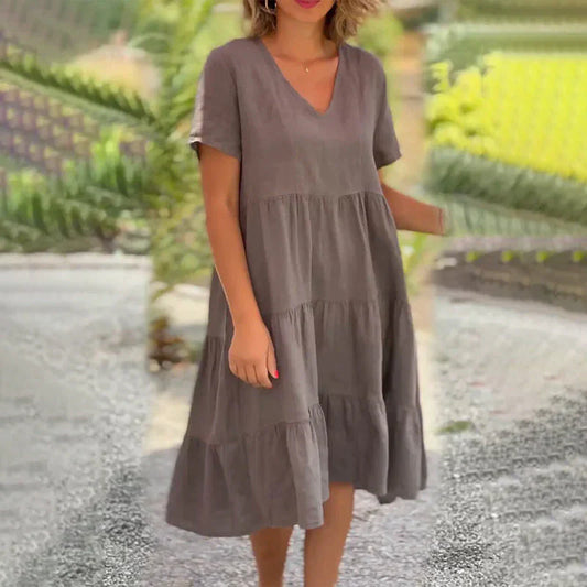 Paisley | Women's V-Neck Short-Sleeve Layered Summer Dress – Light, Airy & Elegant