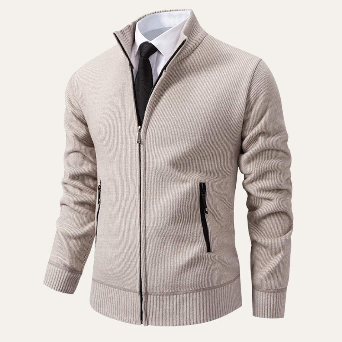 The Inverness Men's Elegant Fleece Knit Zip Cardigan with Pockets