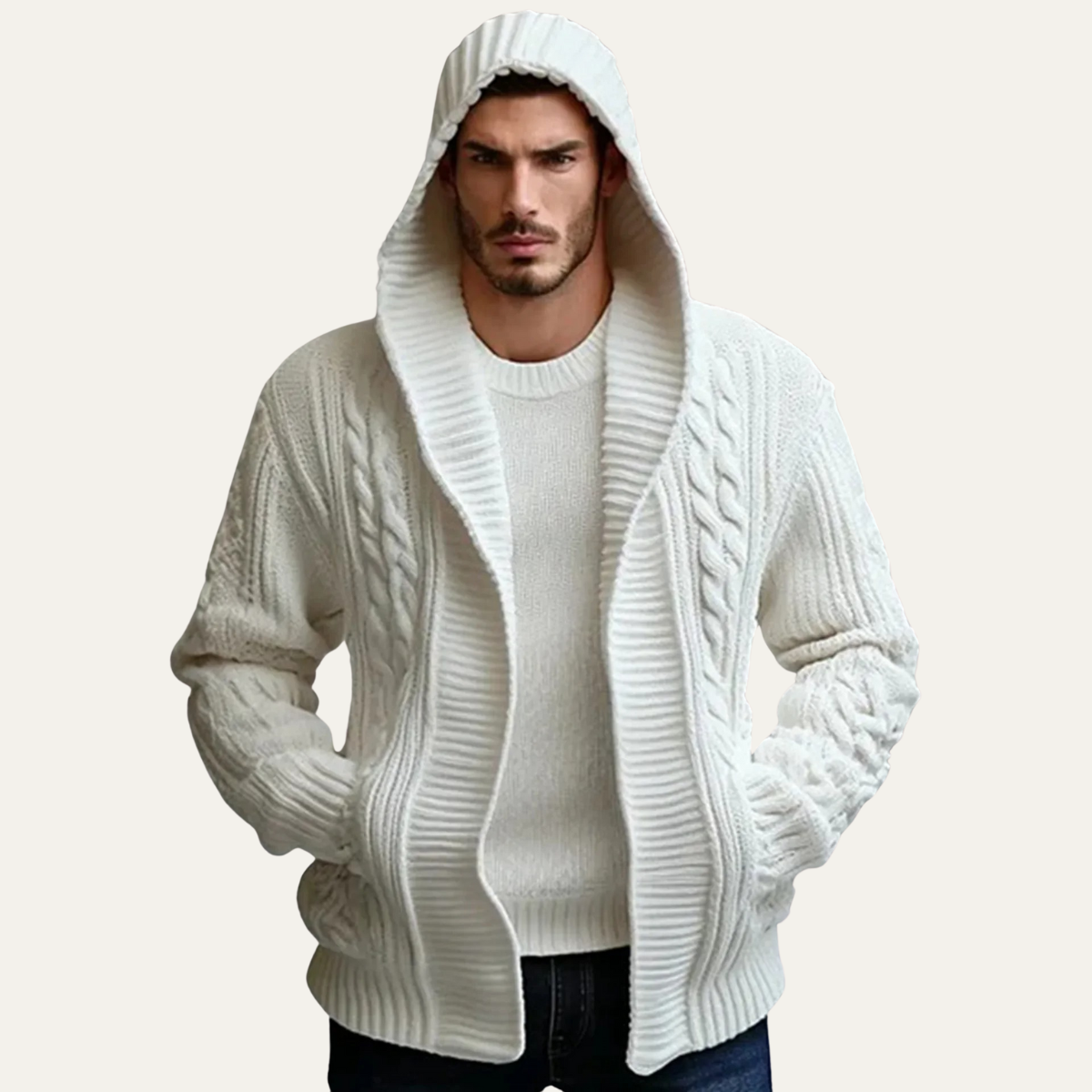 The Conwy Men's Chunky Cable Knit Winter Cardigan