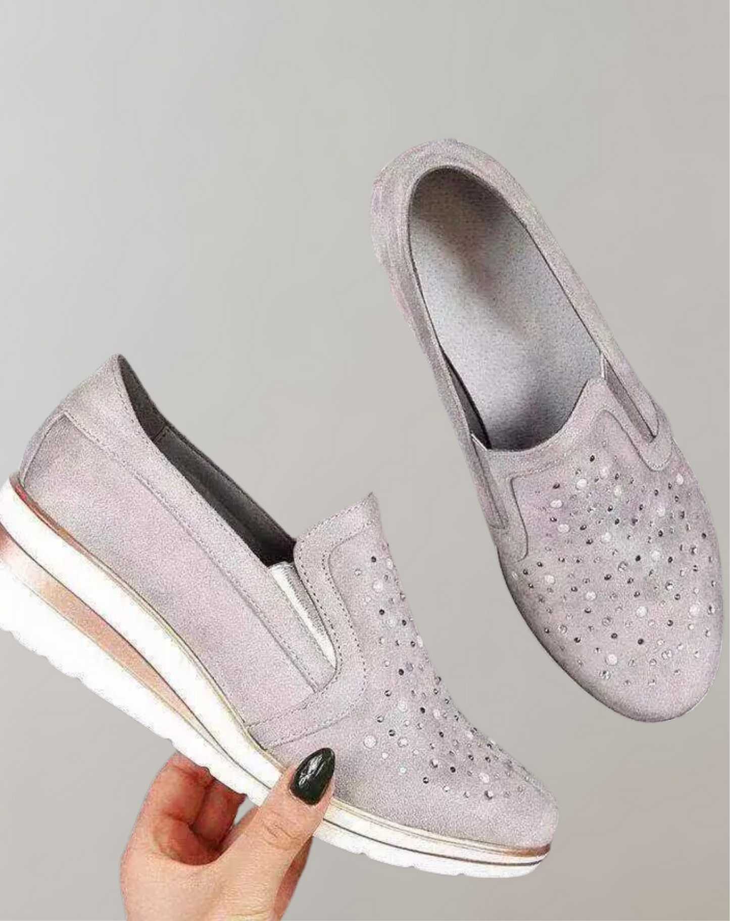 Eadlyn | Women's Bling Wedge Loafers – Shockproof Slip-On Shoes with Glitter Details