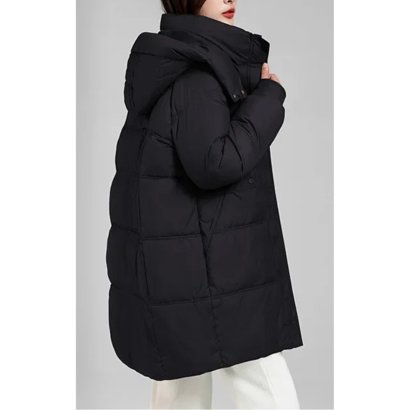 Elisa | Women's Quilted Parka Winter Jacket with Stand Collar and Removable Hood