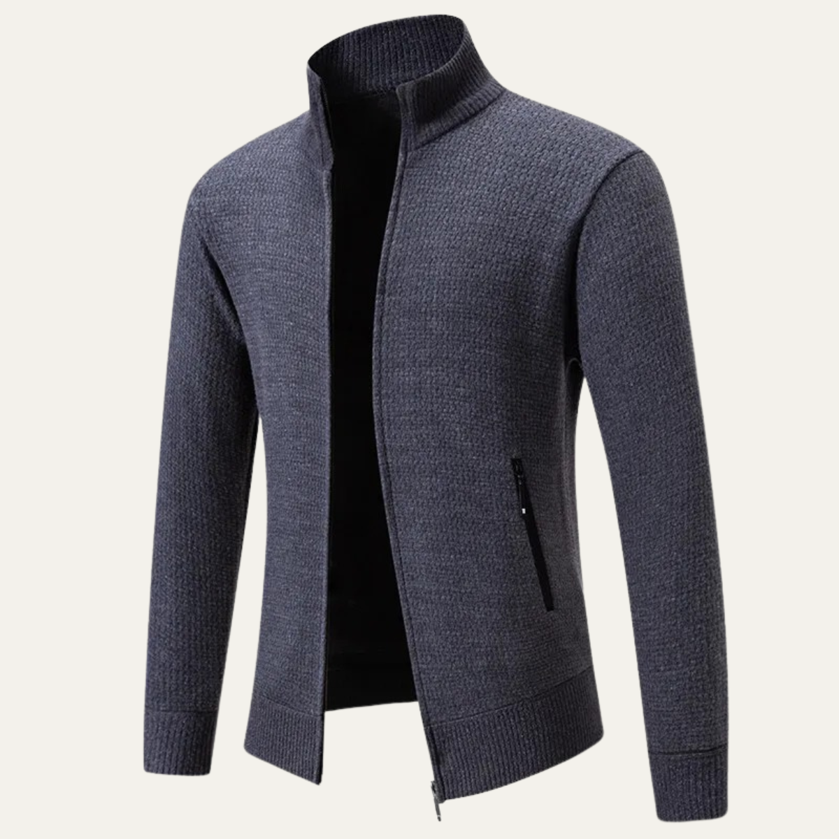 The Montefalco Men’s Casual Knitted Stand Collar Zip Cardigan