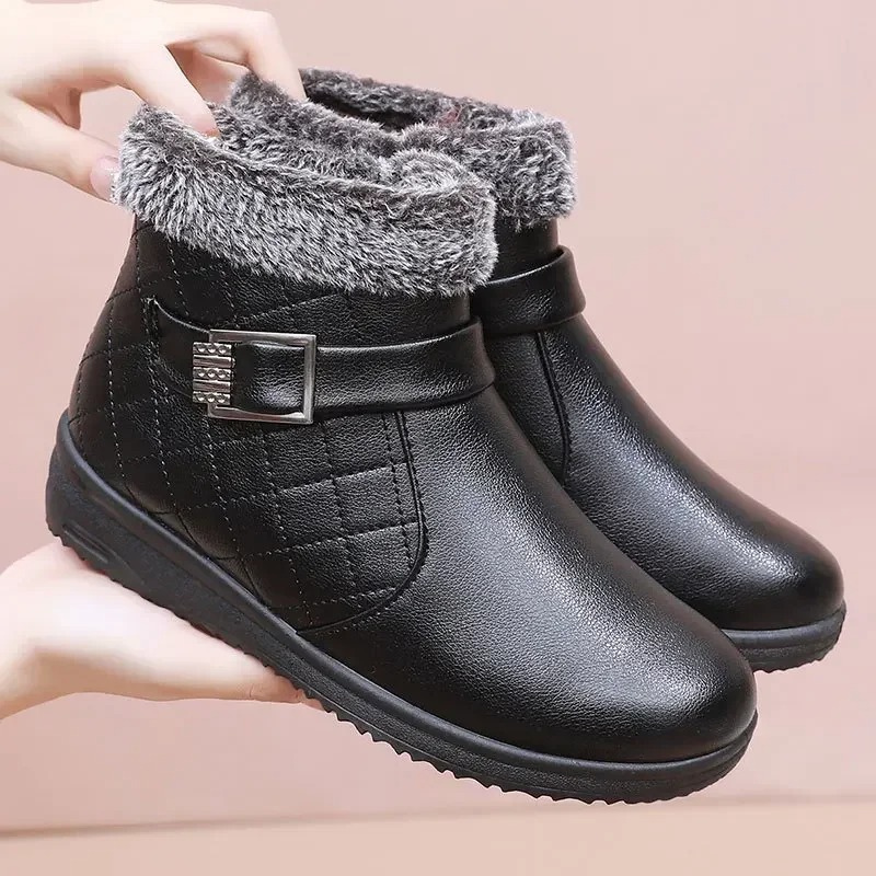 Alvilda | Women's Ankle Boots with Side Zip, Buckle Details, and Fleece Lining for Ultimate Comfort