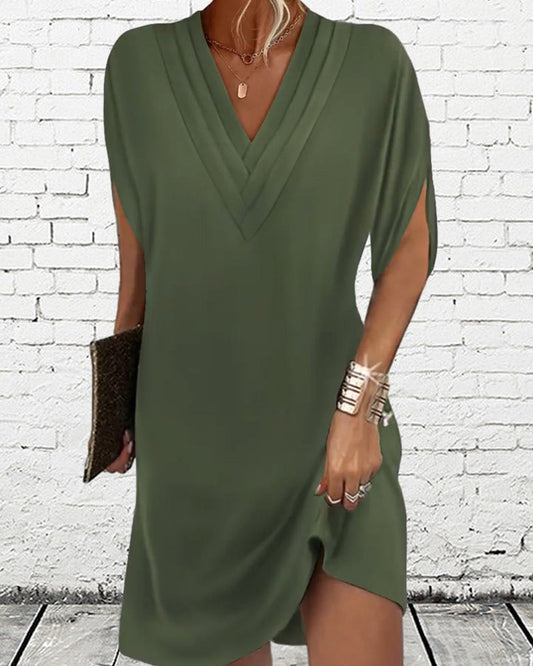 Isabella | Women's Elegant V-Neck Multi-Layered V Neckline Dress