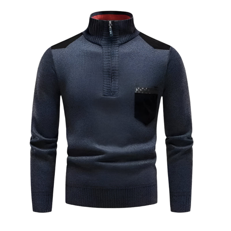 The Garrick Patchwork Half-Zip Jumper for Men