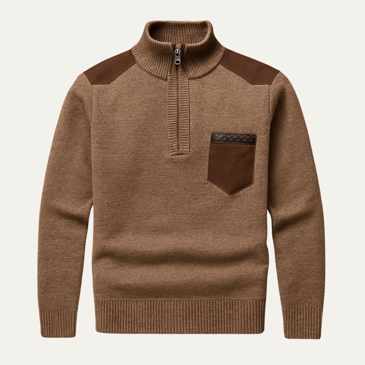 The Garrick Patchwork Half-Zip Jumper for Men