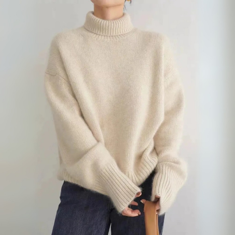 Penny | Women's Classic Knit Turtleneck Sweater, Loose Fit, Solid Colour