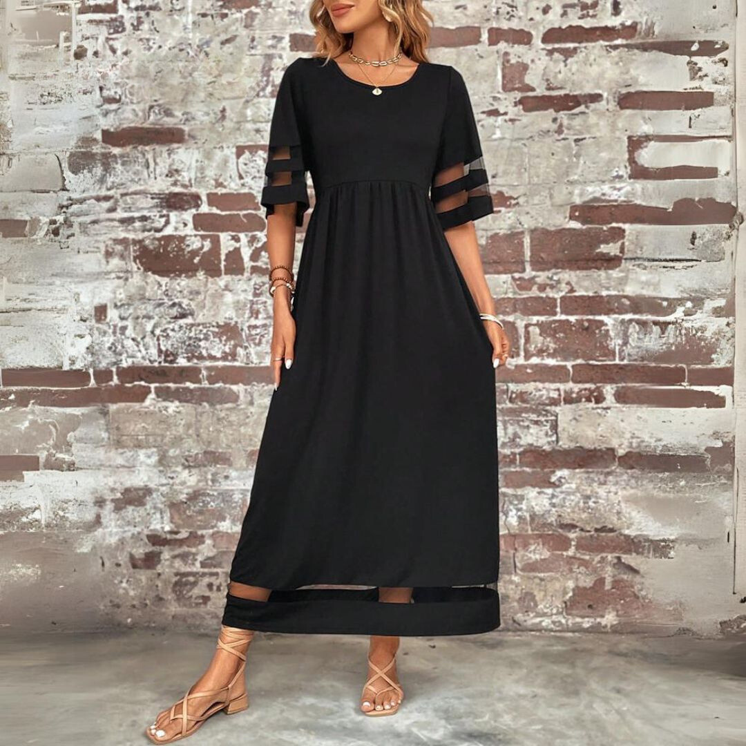 Holly | Women’s Solid Colour Summer Maxi Dress with Half Sleeves & Pockets – Effortless Summer Style