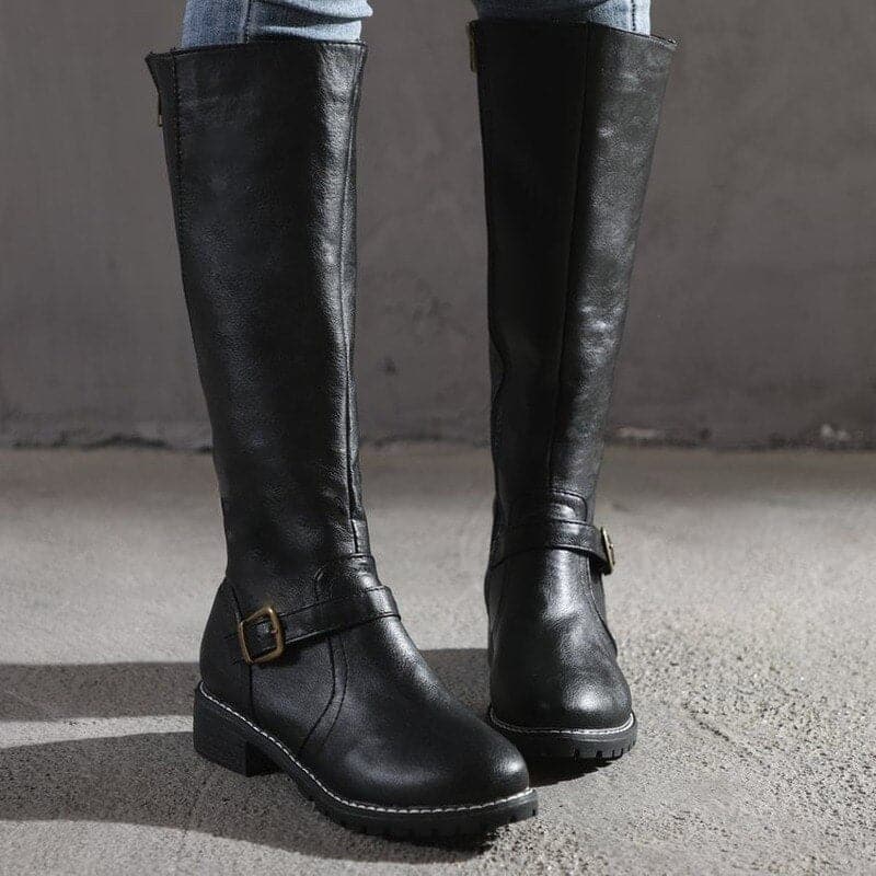 Mirabel | Women’s Knee High Boots | Elegant Round Toe with Comfortable Block Heel