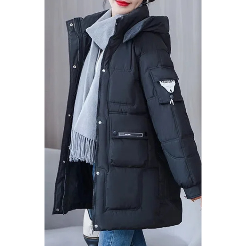 Kiara | Women's Padded Winter Jacket with Hood, Water-Repellent Coating, and Multiple Pockets