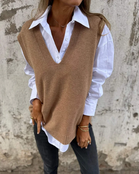 Eadlin | Women’s Classic Knitted Sweater Vest with V-Neck