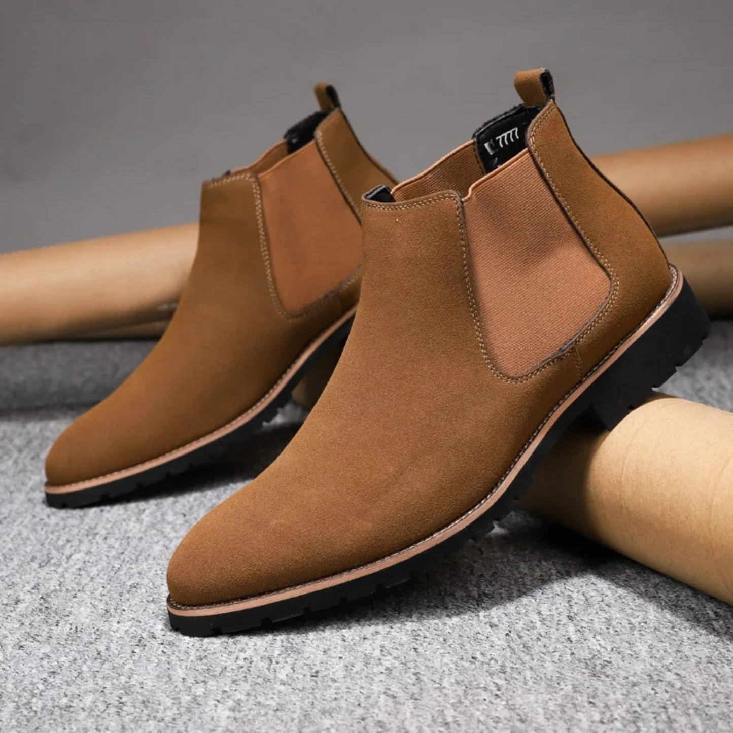 Elias | Men's Leather Chelsea Boots with Profiled Sole and Elastic Sides