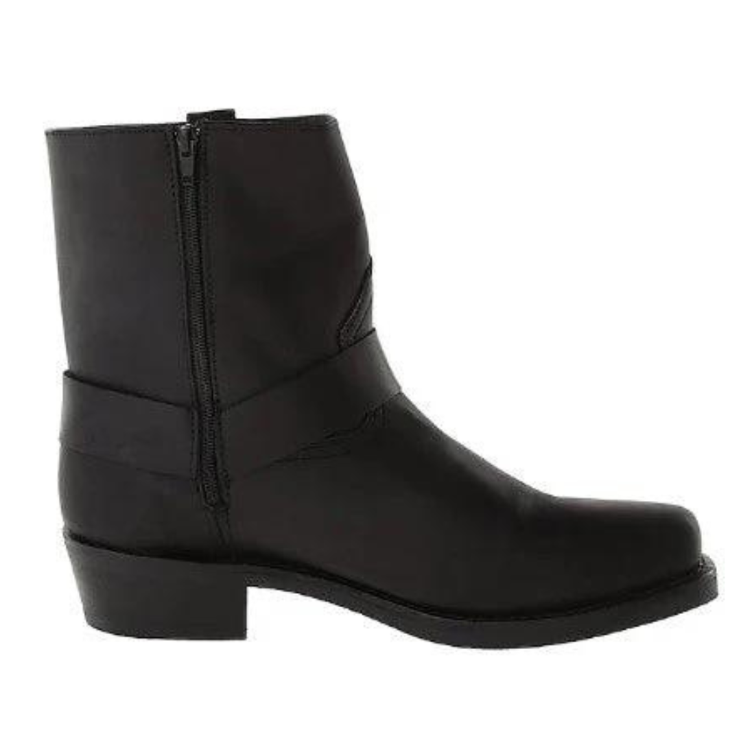 Olaf | Men's Leather Low Heel Cowboy Ankle Boots with Side Zip