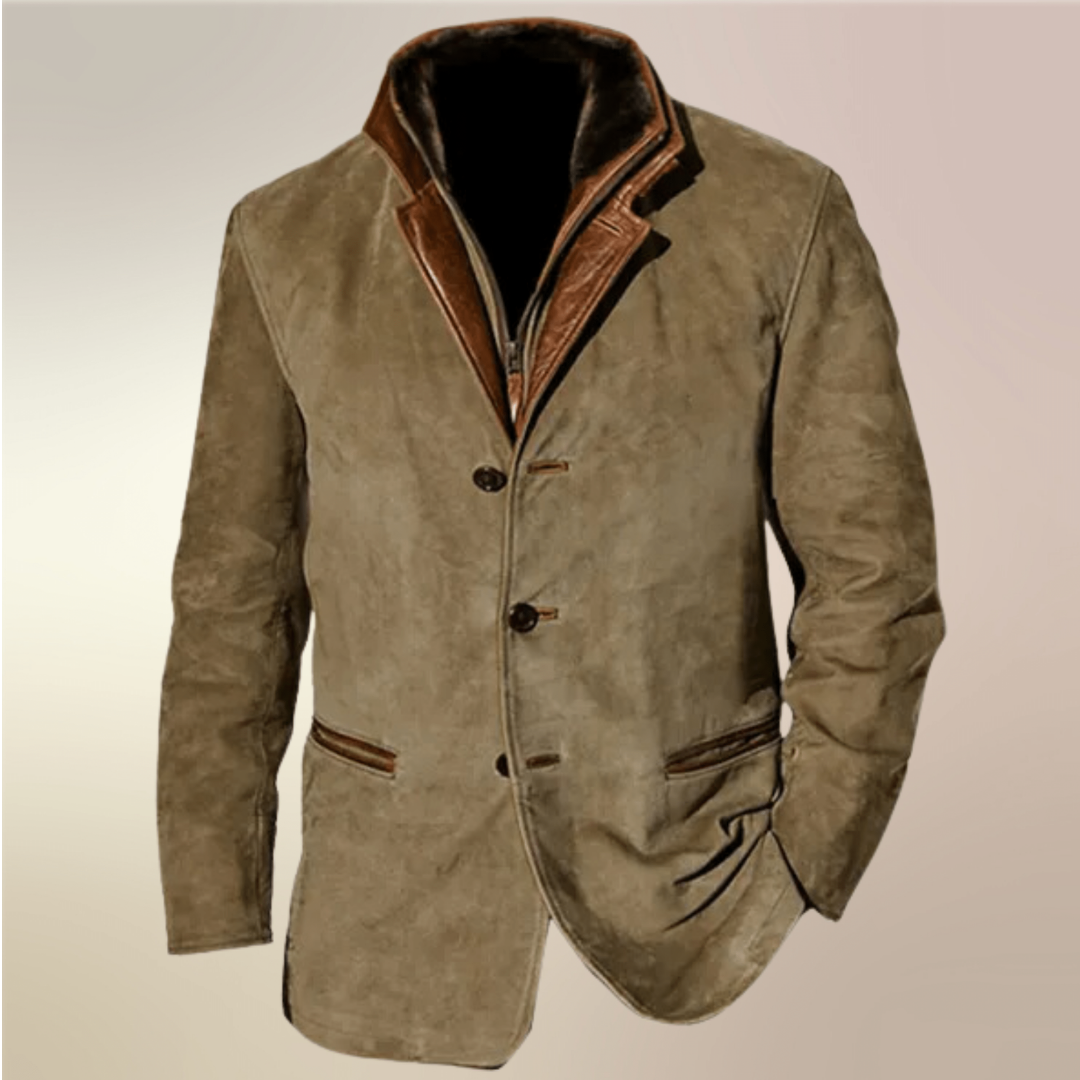 Harrison | Men’s Khaki Buttoned Blazer Winter Jacket | Vintage Modern Style