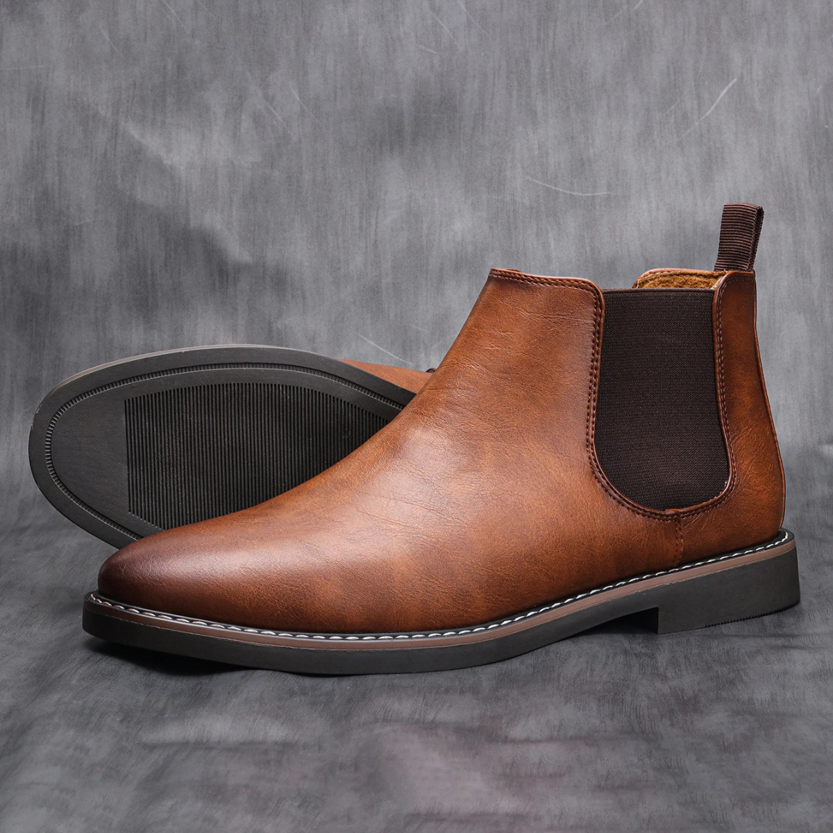 The Montalcino Men’s Brown Classic Leather Slip On Chelsea Boots