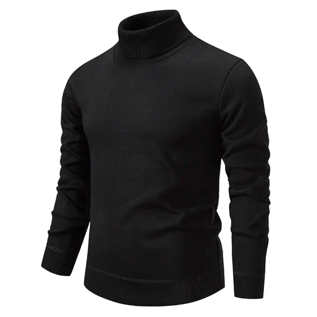 Delphin | Men's Solid Colour Roll Neck Warm Sweater - Soft & Comfortable