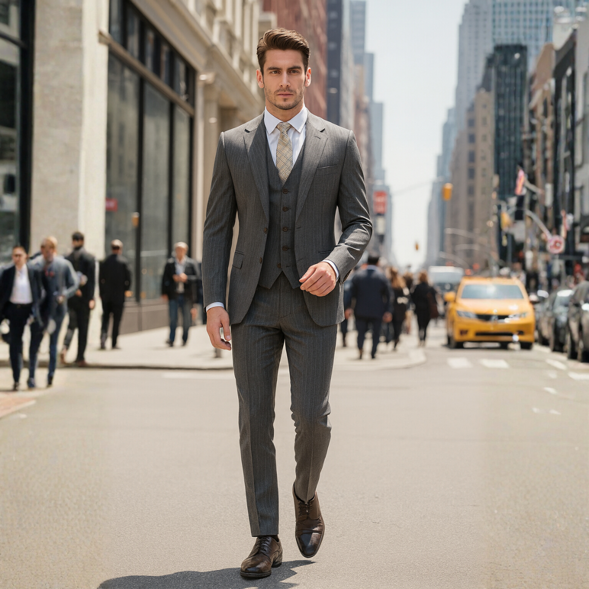 The Castelvetro Men’s Elegant 3 Piece Suit – Slim Fit Blazer, Waistcoat & Trousers Set