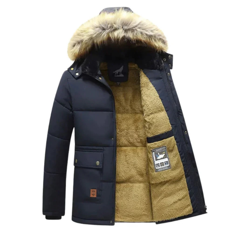 Renato | Men’s Warm Fleece Lined Parka with Removable Fur Hood