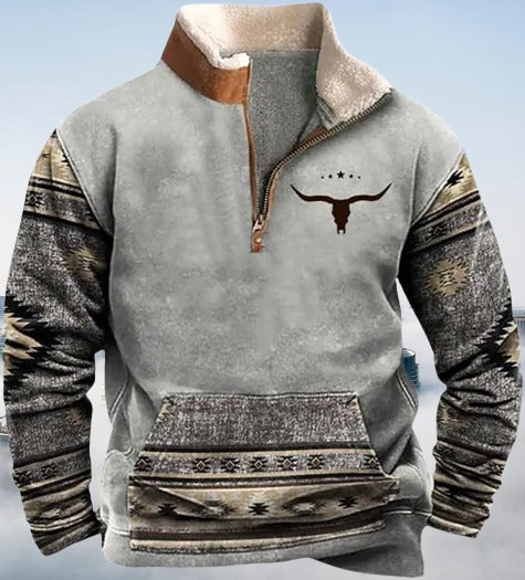 Fridolin | Men's Vintage Quarter-Zip Sweatshirt with Stand Collar & Kangaroo Pockets