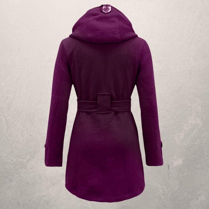 Jehanna | Women's Cotton Trench Coat with Belt and Hood – Double-Breasted Slim Fit Winter Coat