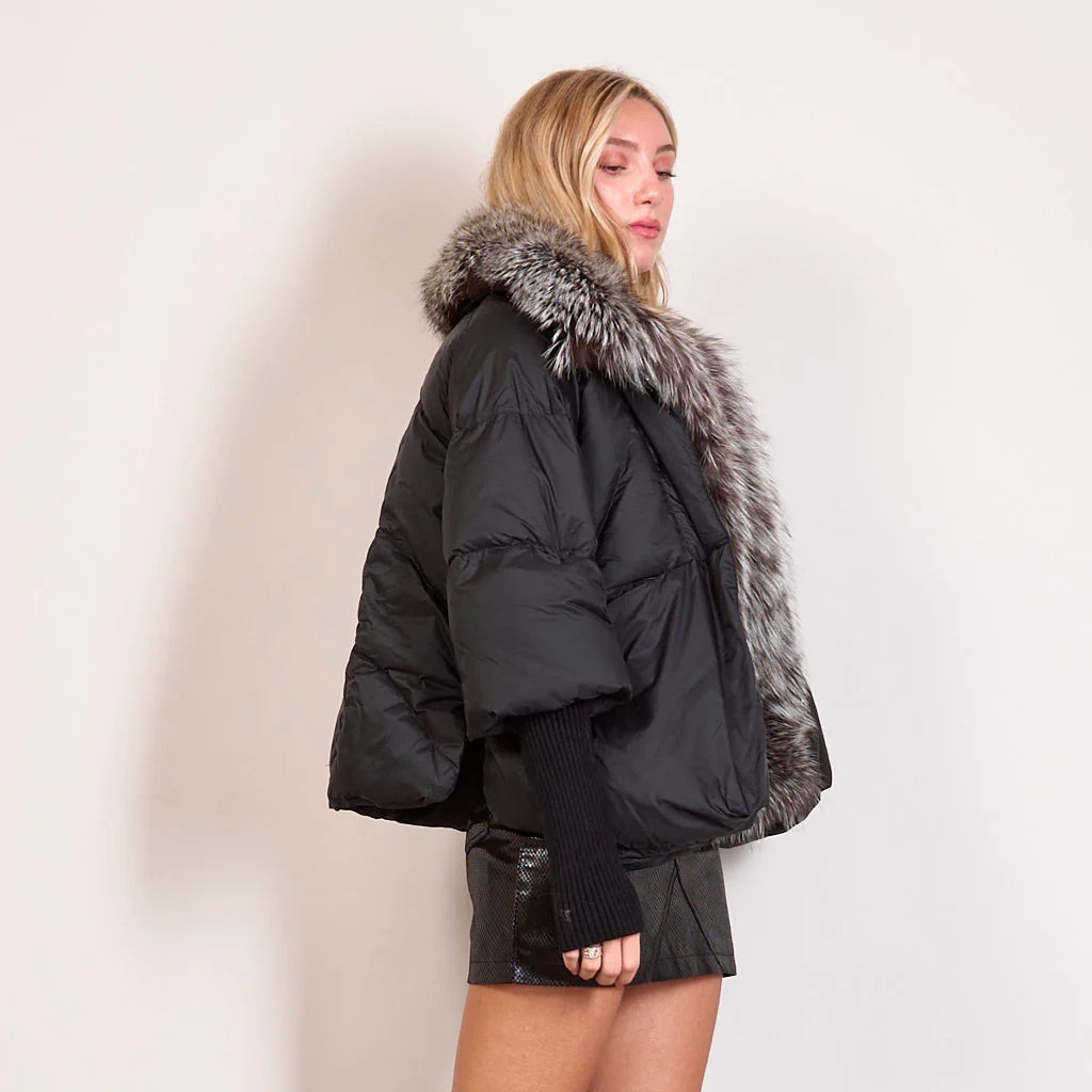 Olivera | Women's Padded Winter Jacket with Cosy Fur Collar in Black