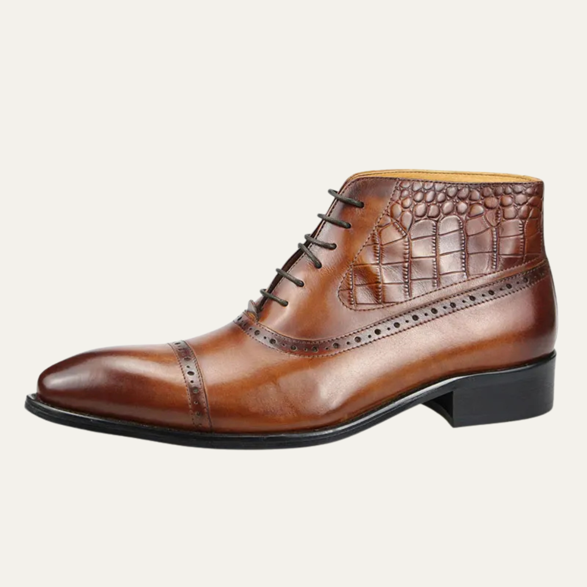 The Modena Men&#39;s Pointed Toe Oxford Vintage Ankle Leather Boots