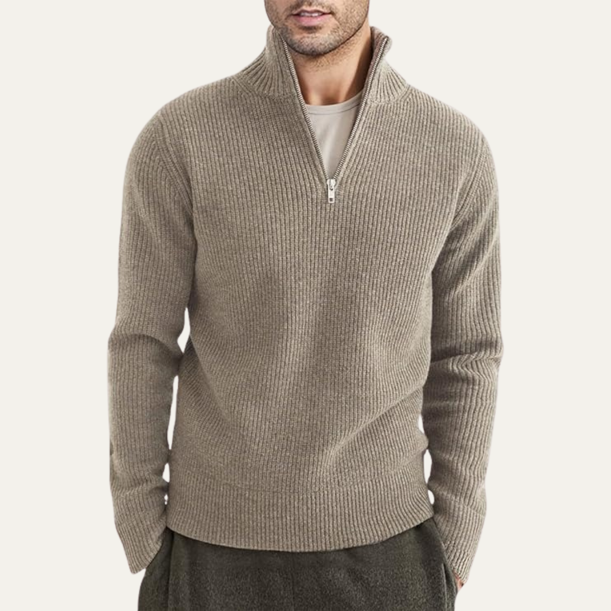 The Edinburgh Men’s Quarter Zip Ribbed Knit Casual Jumper