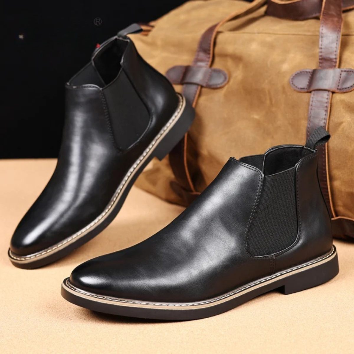 The Bergamo Men’s Slip On Vintage Leather Chelsea Boots