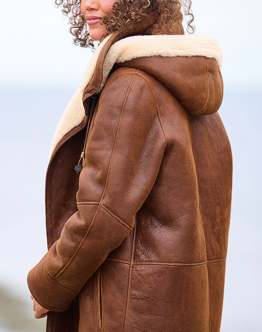Melanie | Women’s Fleece Lined Hooded Vintage Coat, Warm & Stylish Winter Wear