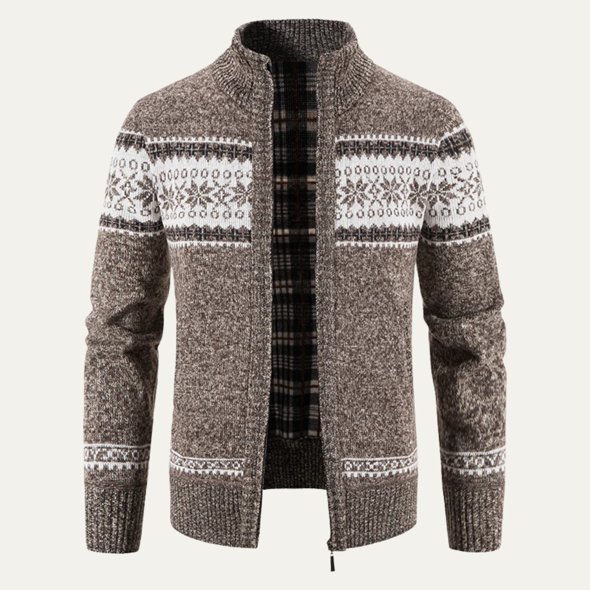 The Castello Men’s Knitted Zip Up Cardigan with Cable Pattern