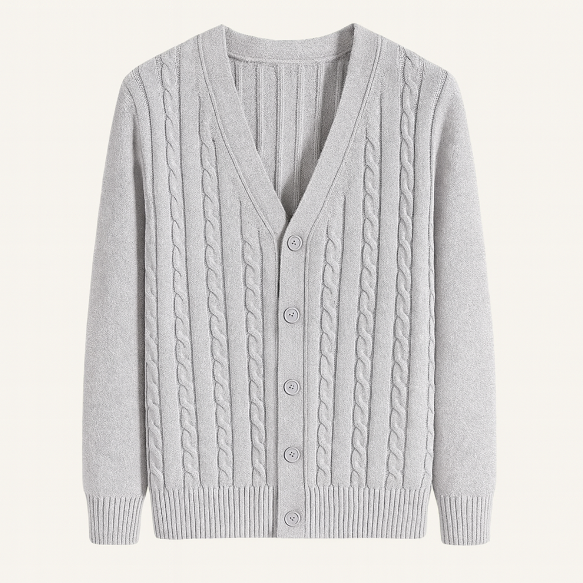 The Rochester Men&#39;s Classic Cable Knit Button Up Cardigan