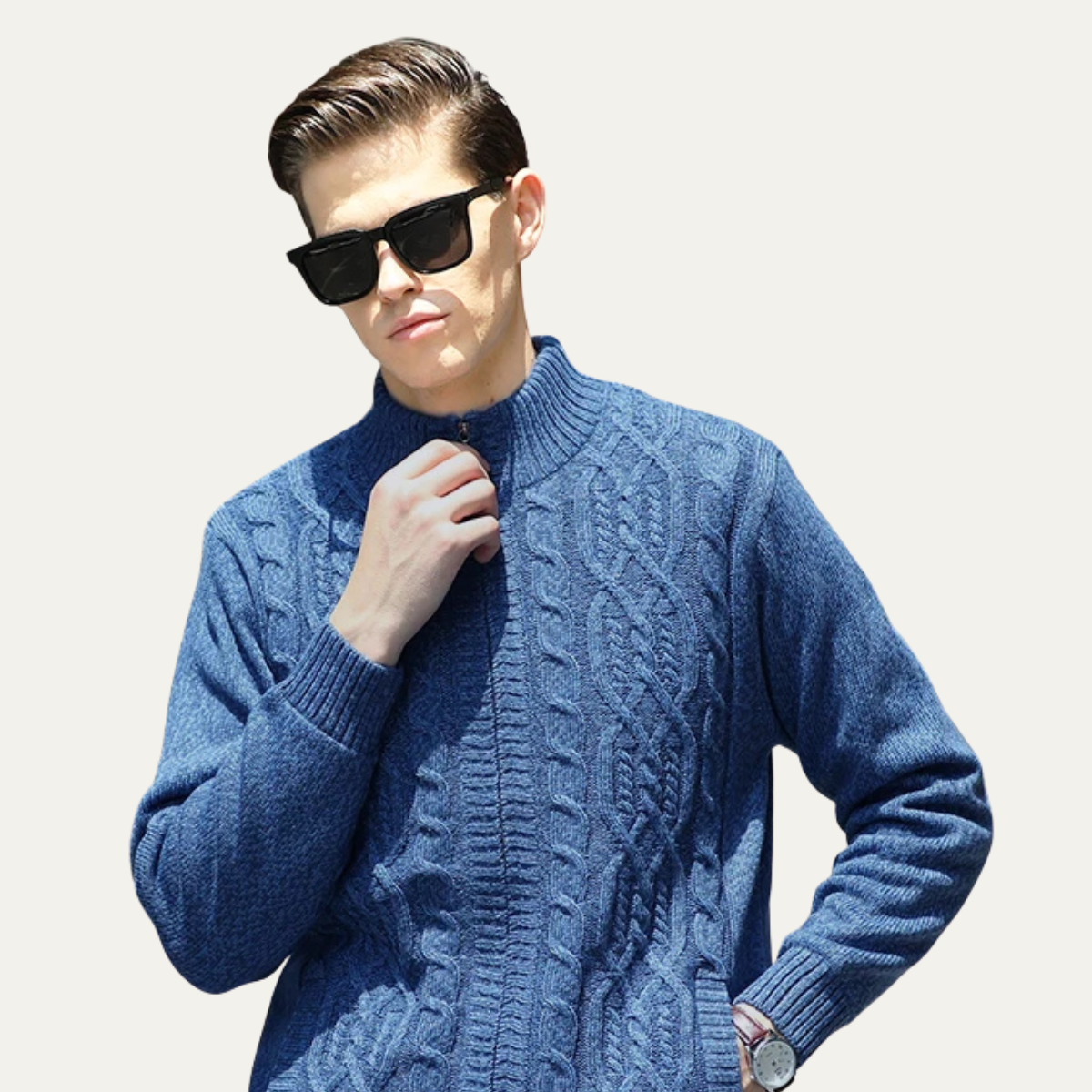 The Bellagio Men's Warm Fleece Thick Knitted Wool Cardigan